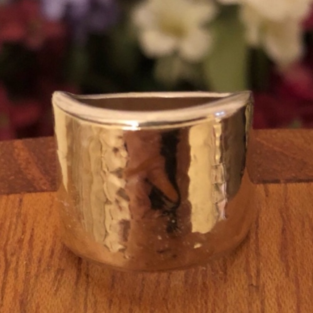 Vintage Silpada Sterling Silver and 9K Gold Overlay Band Ring R1628 Size 8